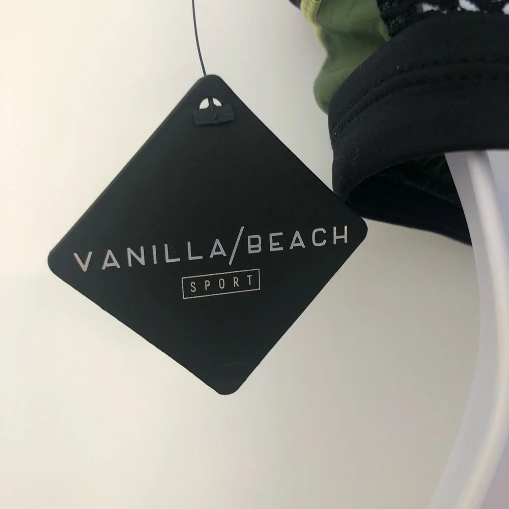 Vanilla Beach Sport Women's Size S Black/Green‎ Bikini Top  NWT